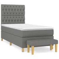 Boxspring met matras stof donkergrijs 90x190 cm - thumbnail