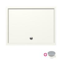 Douchebak Xenz Mariana | 130x100x4 cm | Incl.Afvoersifon-Chroom | Acryl | Rechthoekig | Wit mat - thumbnail