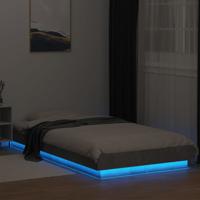 Bedframe met LED-verlichting bewerkt hout betongrijs 90x190 cm - thumbnail