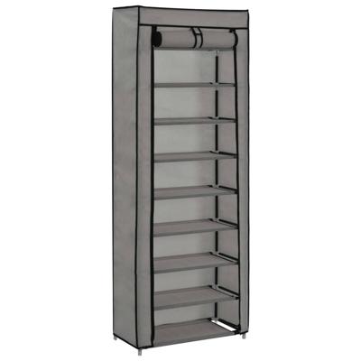 VidaXL Schoenenkast met hoes 57x29x162 cm stof grijs VidaXL Schoenenkast met hoes 57x29x162 cm stof grijs