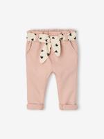 Paperbag babybroek met riem oudroze - thumbnail