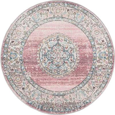 Karpet24 Salsa - Vintage Style Vloerkleed, Weerbestendig & UV-bestendig voor Binnen & Buiten-Ø 120 cm rond