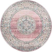 Karpet24 Salsa - Vintage Style tapijt, modern design, weerbestendig en uv-bestendig, voor balkon, terras en serre, ook geschikt voor binnen roze-Ø 120 cm rond - thumbnail