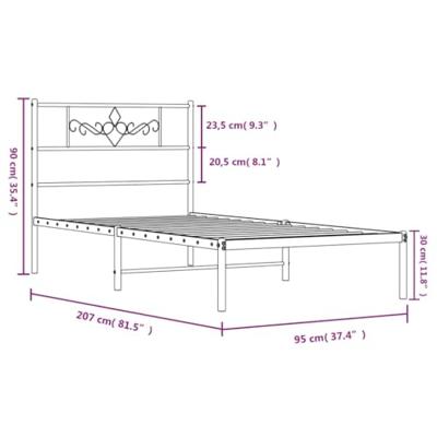 Bedframe met hoofdbord metaal wit 90x200 cm Bedframe met hoofdbord metaal wit 90x200 cm