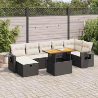 5-delige Loungeset met kussens poly rattan acacia zwart - thumbnail