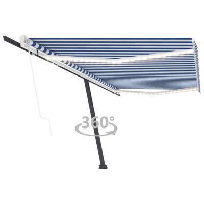 vidaXL Luifel automatisch met LED en windsensor 500x350 cm blauw wit