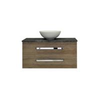 Badkamermeubelset Sanicare Q11 2 Laden 100cm Truffel (spiegel optioneel) - thumbnail