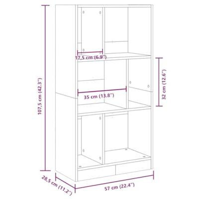 Boekenkast 57x28,5x107,5 cm bewerkt hout wit