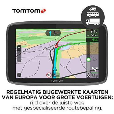 TomTom truck navigatie GO Professional 6200, 6 inch, Maps Europa en Traffic via ingebouwde SIM, specifieke services voor vrachtwagen, bus, bestelbus en andere grote voertuigen