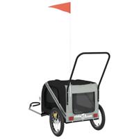 VidaXL Huisdierfietskar grijs en zwart oxford stof en ijzer - thumbnail