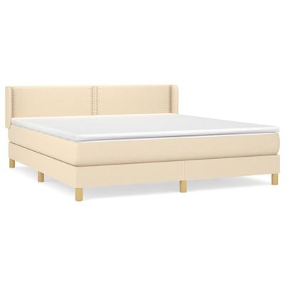 Boxspring met matras stof crèmekleurig 200x200 cm