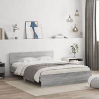 Bedframe met hoofdeinde grijs sonoma eikenkleurig 140x190 cm - thumbnail