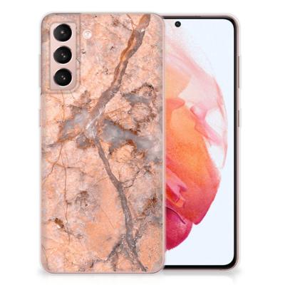 Samsung Galaxy S21 | TPU | Siliconen hoesje | Marmer Oranje