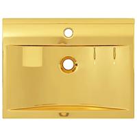 VidaXL Wastafel met overloop 60x46x16 cm keramiek goudkleurig - thumbnail