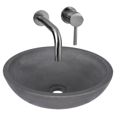Waskomset Differnz Ravano Beton 40x12 cm Antraciet met Inbouw Wastafelkraan Gunmetal