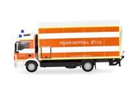 Herpa 098076 H0 Hulpdienstvoertuig MAN TGM koffervrachtwagen met laadwand „brandweer Duessin” - thumbnail