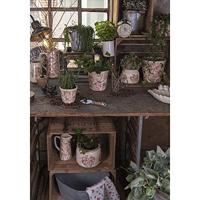 Clayre & Eef Decoratie Kan 1500 ml Roze Beige Keramiek Bloemen - thumbnail