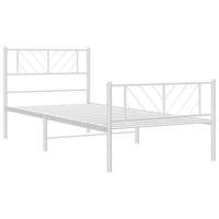 Bedframe met hoofd- en voeteneinde metaal wit 107x203 cm - thumbnail