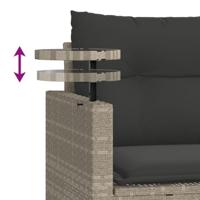 3-delige Loungeset met kussens poly rattan lichtgrijs - thumbnail