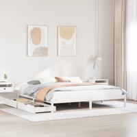 Bedframe zonder matras massief grenenhout wit 200x200 cm - thumbnail