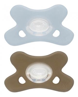 Difrax Fopspeen Natural 0-6m 2pack Blauw/grijs