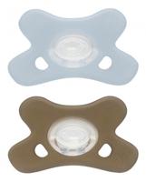 Difrax Fopspeen Natural 0-6m 2pack Blauw/grijs - thumbnail