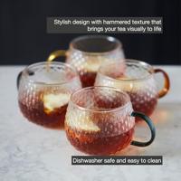 POINT-VIRGULE - Koffie & Thee - Theeglas 0,40l gekleurd Gehamerd set/4 - thumbnail