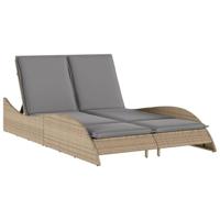 Ligbed met kussens 114x205x73 cm poly rattan beige - thumbnail