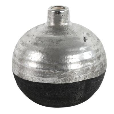 Countryfield vaas terri rond l zwart/zilverkleurig 17 cm | 6 stuks