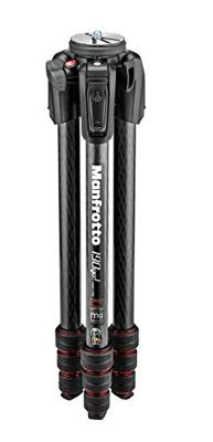 Manfrotto MT190GOC4 Kit 190 Carbon Fibre 4 Sections Aluminium Tripod for Camera, Quick Power Lock System. Made in Italy, for DSLR, CSC, Mirrorless Black
