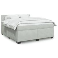 Boxspring met matras fluweel lichtgrijs 180x200 cm - thumbnail