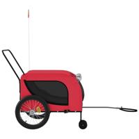 Hondenfietstrailer oxford stof en ijzer rood en zwart - thumbnail