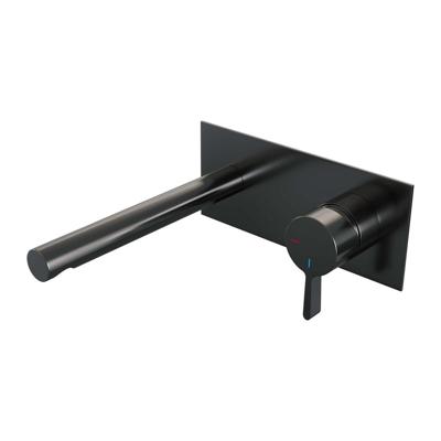 Gunmetal Edition inbouwmengkraan met rechte uitloop en afdekplaat model E1 gunmetal geborsteld PVD Gunmetal Edition inbouwmengkraan met rechte uitloop en afdekplaat model E1 gunmetal geborsteld PVD