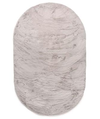 Tapeso Ovaal hoogpolig vloerkleed - Comfy plus - lichtgrijs - 200x300