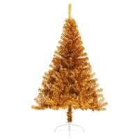 VidaXL Kunstkerstboom half met standaard 180 cm pet goudkleurig - thumbnail