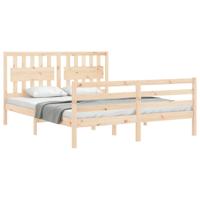 Bedframe met hoofdbord massief hout - thumbnail