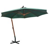 VidaXL Zweefparasol 350 cm houten paal groen - thumbnail