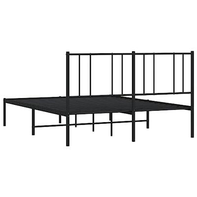 Bedframe met hoofdbord metaal zwart 150x200 cm Bedframe met hoofdbord metaal zwart 150x200 cm