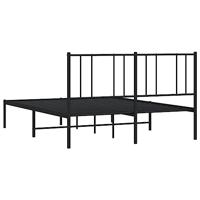 Bedframe met hoofdbord metaal zwart 150x200 cm - thumbnail