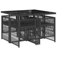 5-delige Tuinset met kussens poly rattan zwart - thumbnail