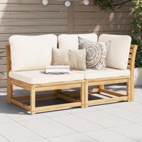 2-delige Loungeset met kussens massief acaciahout - thumbnail