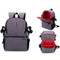 Multi-functionele waterdichte nylon schouder rugzak gewatteerde Schokbestendige camera Case tas voor Nikon Canon DSLR-camera's (grijs) - thumbnail