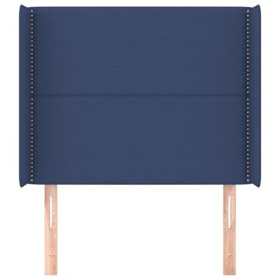 Hoofdbord met randen 93x16x118/128 cm stof blauw - thumbnail