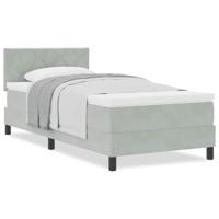 Boxspringbed met matras fluweel lichtgrijs Single - thumbnail