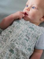 Zomerse slaapzak met centrale opening DANS LES BOIS groen, bedrukt - thumbnail