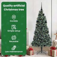 VidaXL Kunstmatige voorverlichte kerstboom met bal set groen 150 cm - thumbnail