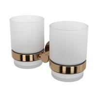 Haceka Kosmos Dubbele Bekerhouder - glas - geborsteld koper 2012690 - thumbnail