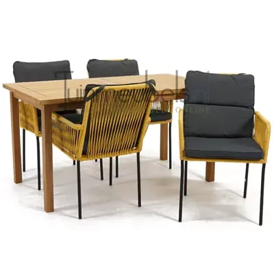 Tuinset Vita Gino geel stapelbaar met Neva tafel