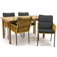 Tuinset Vita Gino geel stapelbaar met Neva tafel - thumbnail