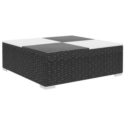 6-delige Loungeset met kussens poly rattan zwart